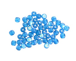 Czech Glass Textured Capri Blue w/ AB Round Druk 3mm