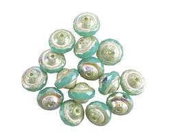 Czech Glass Turquoise Opal AB w/ Pearl Luster UFO 6x8mm