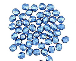 Czech Glass ColorTrends: Saturated Metallic Little Boy Blue Fire Polished Round 4mm