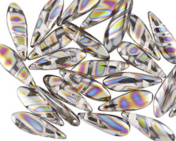 Czech Glass Crystal w/ Silver & Peacock Finish Dagger 5x16mm