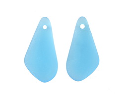 Pacific Blue Beach-Style Glass Fancy Drop Pendant Pair 12x24mm