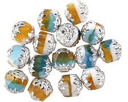 Czech Glass Sunny Coast w/ Silver Lantern 8mm