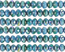 Czech Glass Bronzed Aquamarine Waters AB Fire Polished Rondelle 3x5mm