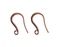 Antique Copper (plated) Half Hammered Earwire 10x17mm