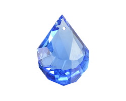 Czech Antique Crystal Bright Sapphire Blue Faceted Short Drop Focal 18x24mm