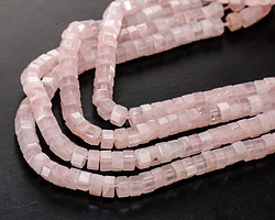 Rose Quartz Microfaceted Heishi 3x6mm