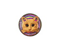 Czech Glass Crystal Rainbow Metalic w/ Hand Painted Orange Cat Face Button 18mm