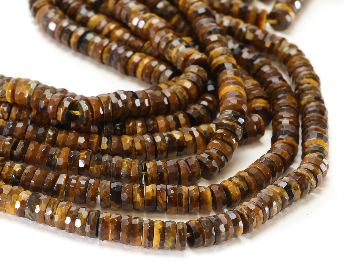Tiger Eye Microfaceted Heishi 2x6mm