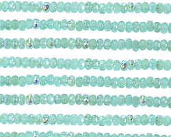 Czech Glass Aquamarine Opal AB Gem Cut Fire Polished Rondelle 2x3mm