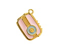24K Gold (plated) Rose Pink & Blue Enamel Vintage Transistor Radio Focal 20mm