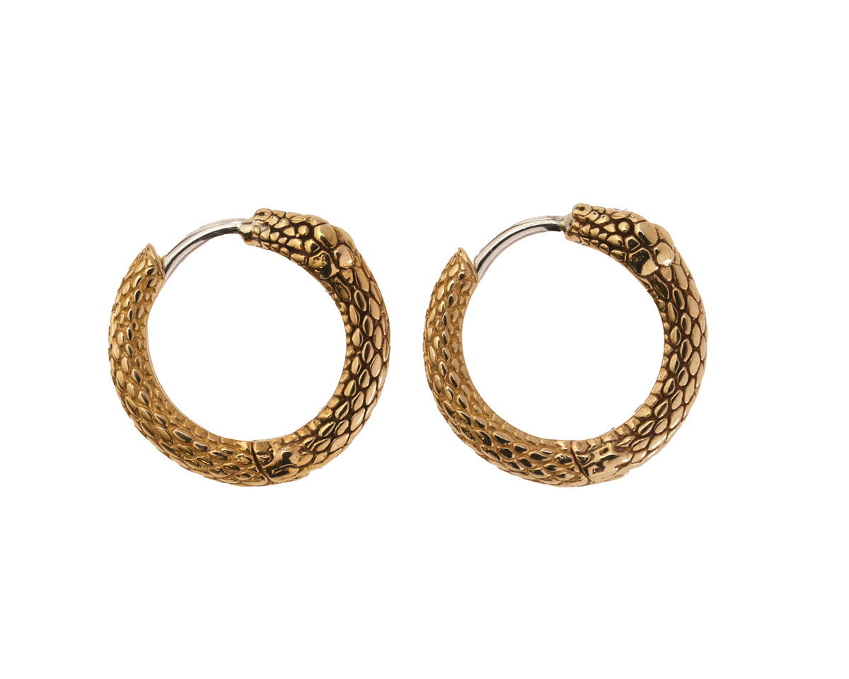 Nina Designs Bronze Ouroboros Huggie Hoop Earring Pair 16mm