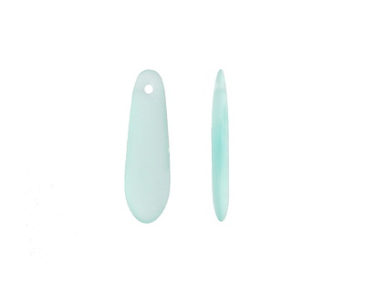 Seafoam Beach-Style Glass Small Puffed Petal Pendant 7x25mm