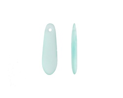 Seafoam Beach-Style Glass Small Puffed Petal Pendant 7x25mm