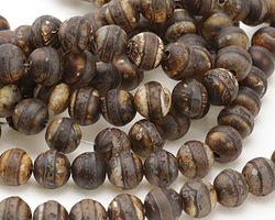 Tibetan (Dzi) Agate Matte Dark Round 12mm