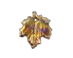 XAZ Raku Golden Chameleon Maple Leaf Pendant 29-30x31-32mm
