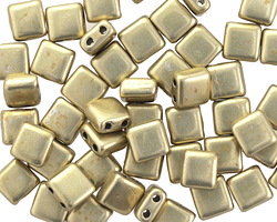 CzechMates Glass ColorTrends: Sueded Gold Cloud Dream 2-Hole Tile 6mm