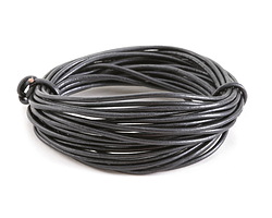 Metallic Gunmetal Round Leather Cord 2mm, 32 feet