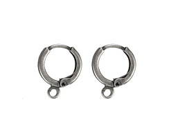 Antique Silver (plated) Round Hinged Earwire w/ Loop 11mm