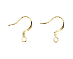 Gold (plated) Flat Earwire w/ Coil 10x17mm (100 pieces)