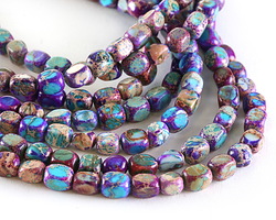 Purple & Turquoise Impression Jasper 4-Sided Nugget 7x5mm