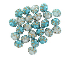 Czech Glass Partly Cloudy Mix w/ Gold Bali Style 6mm