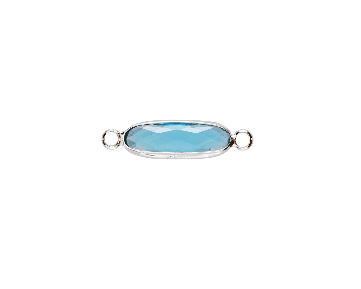 Capri Crystal Elongated Oval Link in Silver Finish Bezel 22x6mm