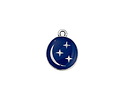 Antique Silver (plated) Cobalt Enamel Crescent Moon & Stars Oval Focal 12x16mm