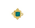 24K Gold (plated) Emerald Pearl Enamel Beaded Square Focal Link 15x14.5mm