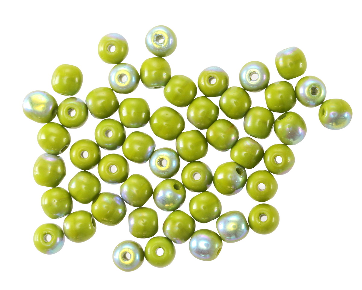 Czech Glass Avocado AB Round Druk 4mm
