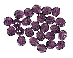Czech Glass Tanzanite Fire Polished Round 6mm
