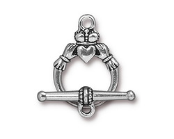 TierraCast Antique Silver (plated) Claddagh Toggle Clasp 15x22mm