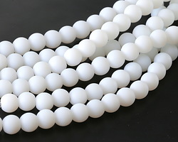 Opaque White Beach-Style Glass Round 8mm