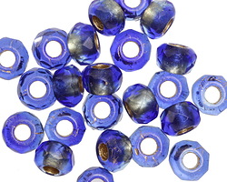Czech Glass Mediterranean Gold Lined Large Hole Fire Polished Rondelle 6x9mm