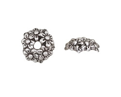 Antique Silver (plated) Daisies Bead Cap 3x11mm
