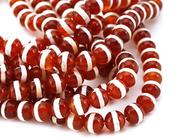 Tibetan (Dzi) Red Agate Banded Round 8mm