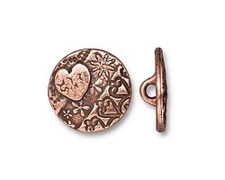 TierraCast Antique Copper (plated) Amor Round Button 16mm