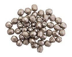 Czech Glass Matte Metallic Pewter Fire Polished Round 4mm