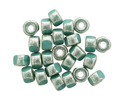 Czech Glass Matubo Matte Turquoise w/ Silver Tri-cut 2/0 Seed Bead