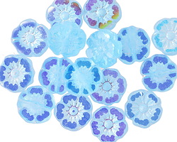 Czech Glass Aquamarine AB Hibiscus Coin 9mm