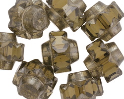 Czech Glass Smoky w/ Silver Luster Crown Bead 13x15mm