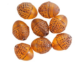 Czech Glass Amber w/ Brown Acorn 12x10mm