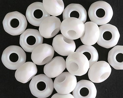 Czech Glass Textured White AB Large Hole Fire Polished Rondelle 6x9mm