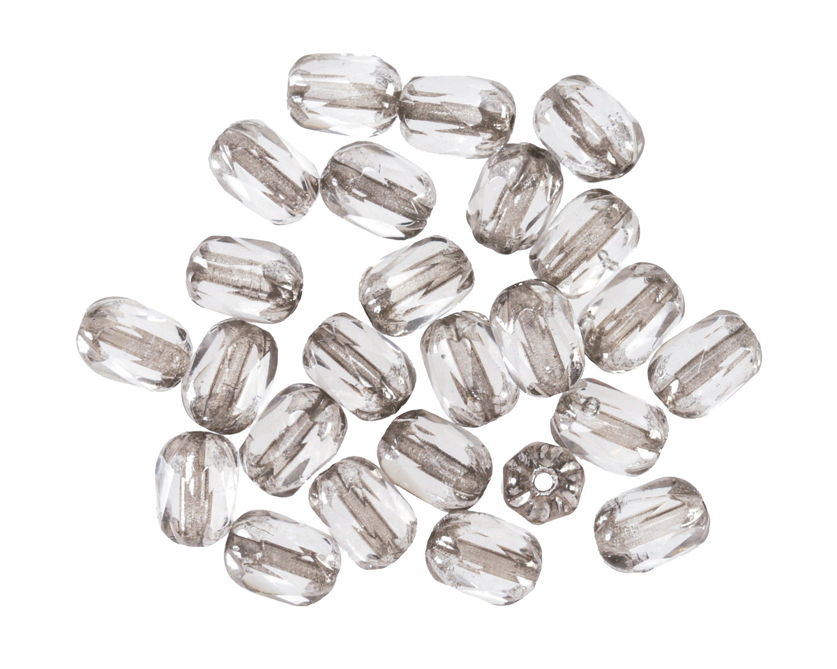 Czech Glass Crystal w/ Antique Silver Cruller Barrel 6x4mm