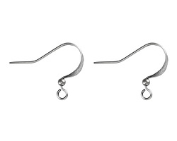 Antique Silver (plated) Flattened Earwire w/ 2.5mm Round Bead 22x18mm (100 pieces)