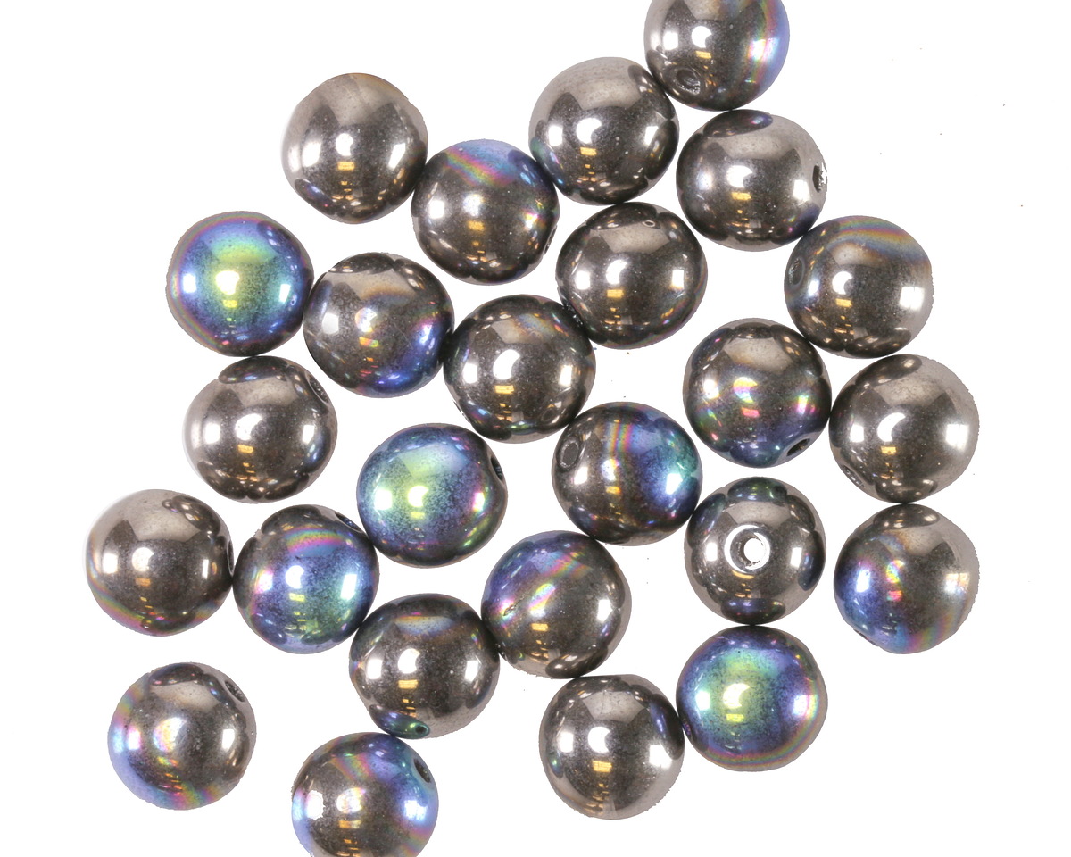 Czech Glass Antique Silver AB Round Druk 6mm