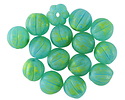Czech Glass Matte Turquoise & Neon Green Mix Melon Round 8mm