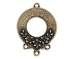 TierraCast Antique Brass (plated) Blossom Pendant w/ 3 Loops 25x34mm