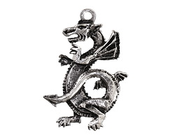 Mykonos Antique Silver (plated) Large Dragon Focal 28x45mm