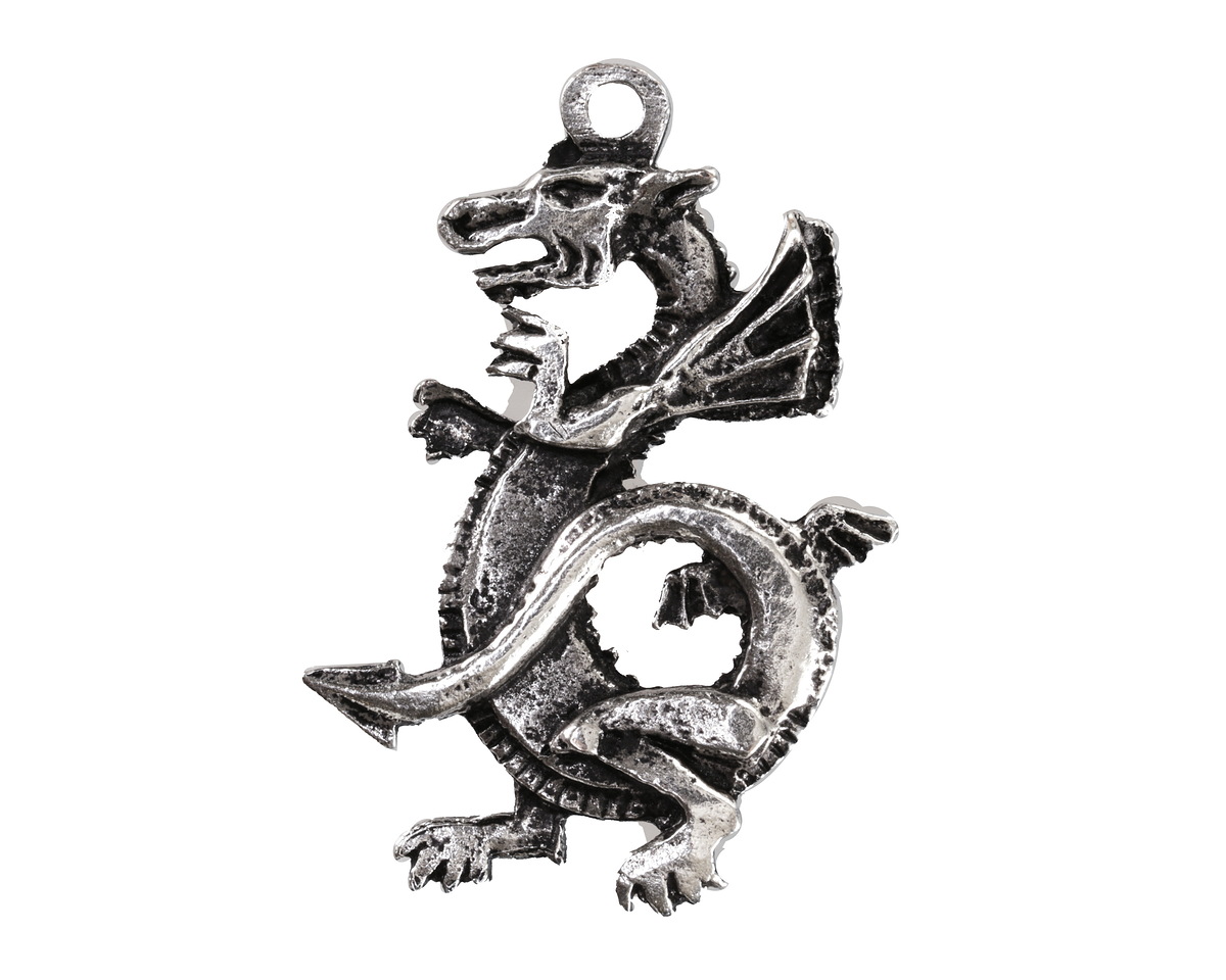 Mykonos Antique Silver (plated) Large Dragon Focal 28x45mm