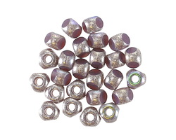 Czech Glass Matte Amethyst Opal w/ Antique Silver AB Trica Beads 4x5mm
